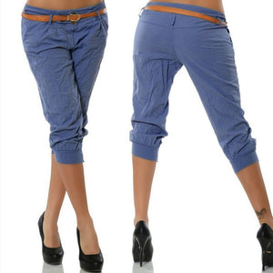 Women's Fashion Short Pant  Capri Pants Casual Chino Pants Solid Trouser